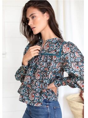 NWT India collection x Emerson Fry Isla top in Roma Silk